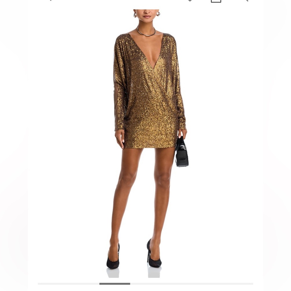 Norma Kamali Bronze Sequin Long Sleeve Dress - Picture 4 of 13